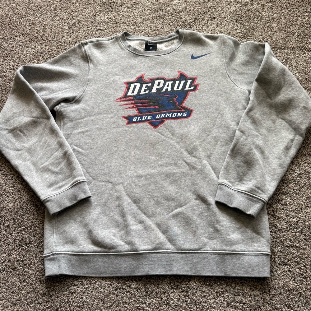 DEPAUL BLUE DEMONS gray crewneck sweatshirt Nike College Small